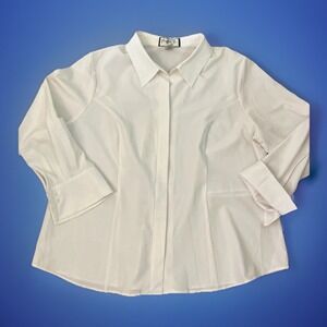 Y2k Vintage Mary McFadden Blouse Shirt Sz 18/20  White‎ Cuff Sleeve Grannycore